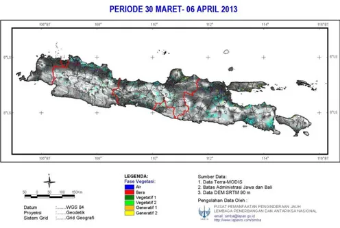 Gambar 5. Fase pertumbuhan padi sawah di Pulau Jawa dan Bali,                                             periode 30 Maret 2013 - 06 April 2013 