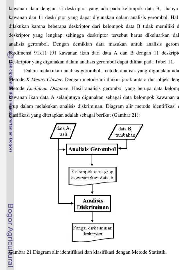 Gambar 21 Diagram alir identifikasi dan klasifikasi dengan Metode Statistik.    