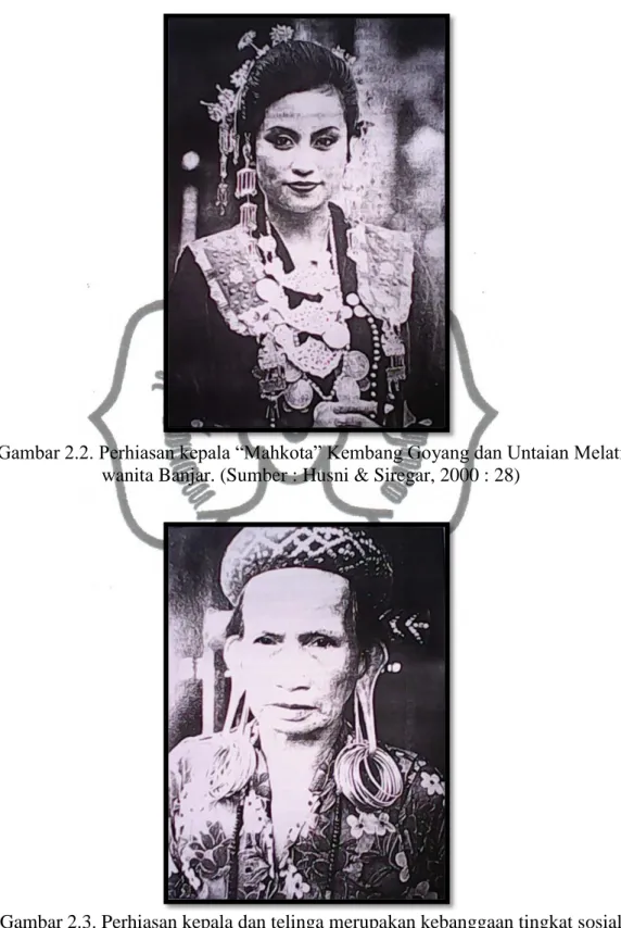 Gambar 2.2. Perhiasan kepala “Mahkota” Kembang Goyang dan Untaian Melati  wanita Banjar