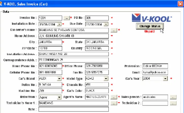 Gambar 3.8 Tampilan Change Status  21. Klik tombol Exit jika ingin keluar dari modul ini