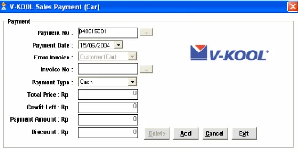 Gambar 3.10 Tampilan Layar Sales Payment (Car) 