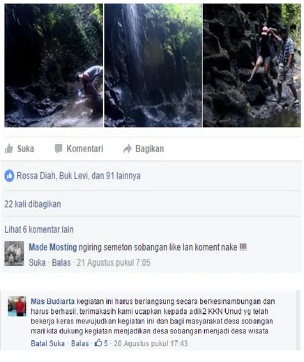 Gambar 9 : Foto Hidden Canyon Sobangan yang Diunggah di akun Facebook Desa Sobangan 