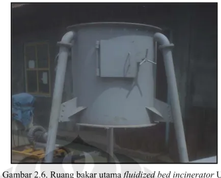 Gambar 2.6. Ruang bakar utama fluidized bed incinerator UI 
