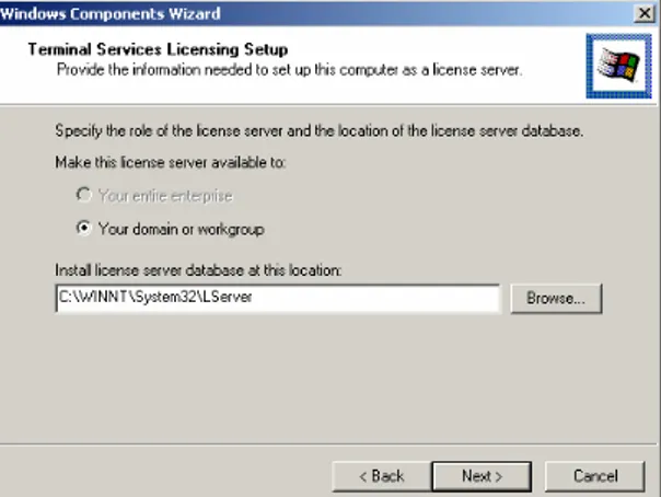 Gambar 5 Kotak dialog Terminal Services Licensing Setup