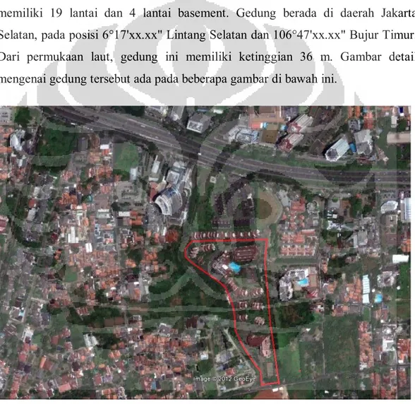 Gambar 3.1 Lokasi area gedung XYZ dilihat menggunakan Google Earth 