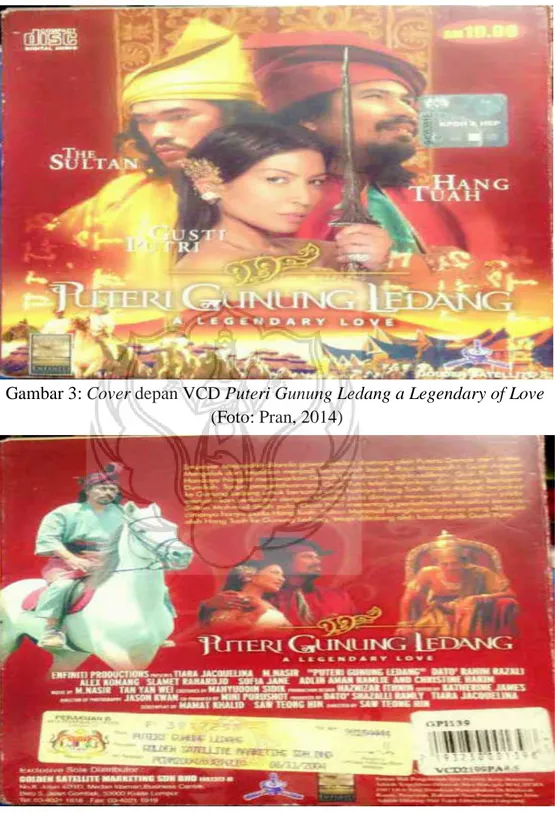 Gambar 3: Cover depan VCD Puteri Gunung Ledang a Legendary of Love   (Foto: Pran, 2014) 