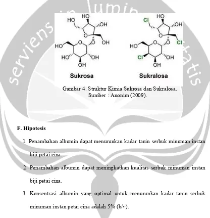 Gambar 4. Struktur Kimia Sukrosa dan Sukralosa.  