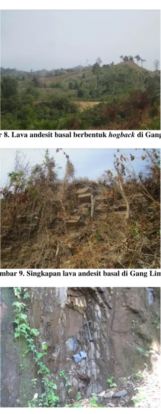Gambar 8. Lava andesit basal berbentuk hogback di Gang Limau 