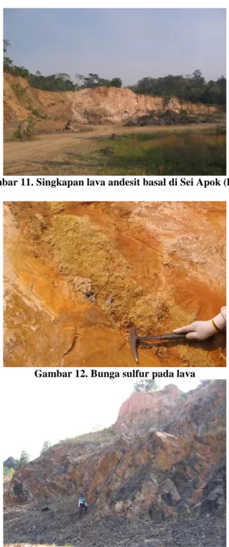 Gambar 11. Singkapan lava andesit basal di Sei Apok (hilir) 