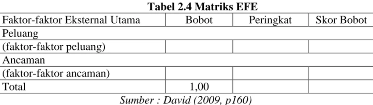 Tabel 2.4 Matriks EFE 