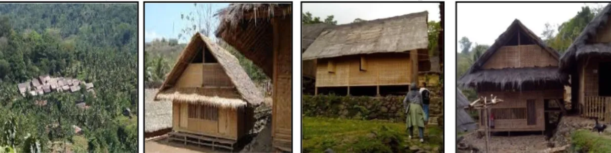 Foto 4.4.: Bangunan adat dan fasilitas penunjang yang ada di Kampung Duku  Sumber: Data survai, 2014