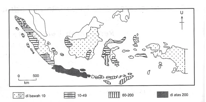 Gambar 2.5 Peta Sebaran penduduk Indonesia tahun 2000