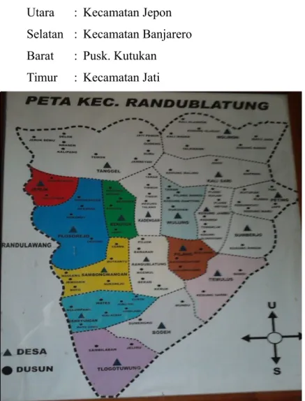 Gambar 1. Peta Kecamatan Randublatung Kabupaten Blora b. Luas  Wilayah Kerja