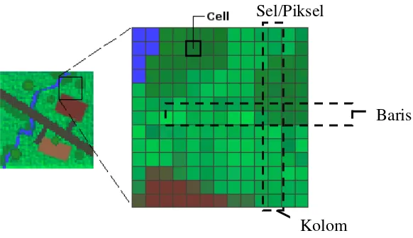 Gambar 2.2 Struktur model data raster 