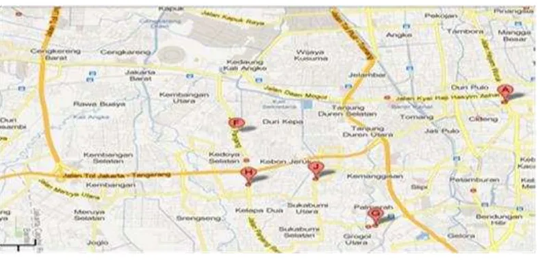 Gambar 4.  Peta lokasi Bank BTN Jakarta Kebon Jeruk 