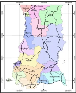 Gambar  1    Peta  Lokasi  Penelitian  pada  pengukuran  Geolistrik  Kabupaten  Barru  Provinsi Sulawesi Selatan