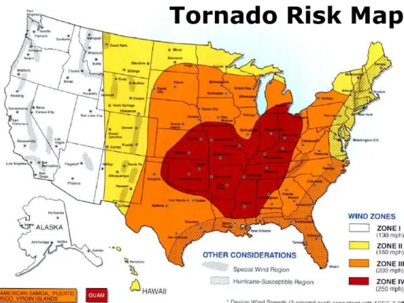 Gambar 4. Peta Daerah Rawan Badai Tornado di Amerika serikat