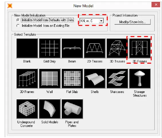 Gambar 2.6. Kotak dialog New model  4)  Pilih Portal pada 2D Frame Type  