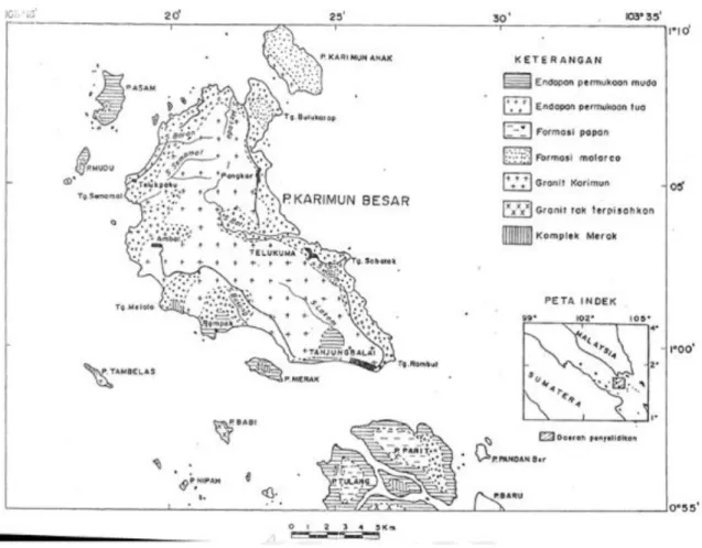 Gambar 4. Peta geologi daerah P. Karimun Besar dan sekitarnya