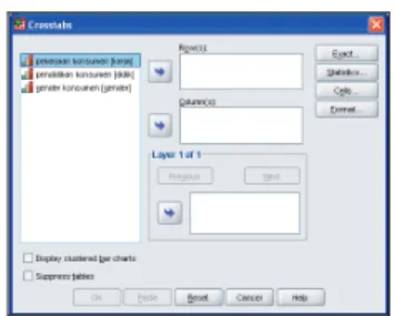Gambar 10.5. Kotak dialog Crosstabs 