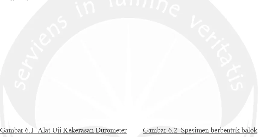 Gambar 6.1  Alat Uji Kekerasan Durometer         Gambar 6.2  Spesimen berbentuk balok