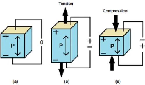 Gambar 3. Prinsip kerja efek piezoelektrik [15] 
