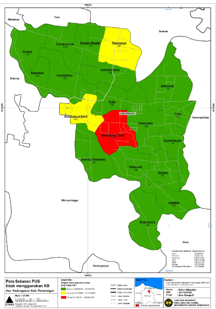 Gambar 4.11 Peta Sebaran PUS (bukan Akseptor KB) Kecamatan Kedungwuni 