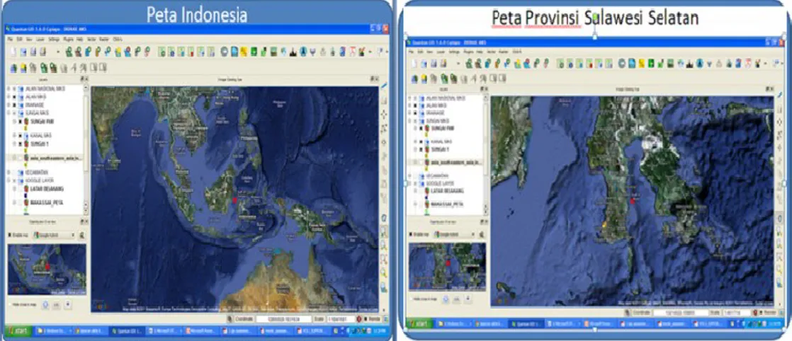 Gambar 3: Visualisasi Peta QGIS plugin dengan Google earth 
