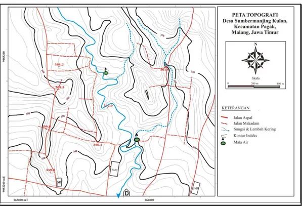 Gambar 4. Peta Topografi Desa Sumbermanjing Kulon, Pagak 