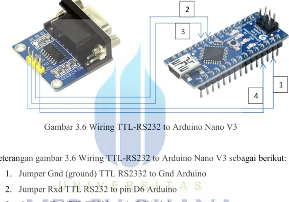 Gambar 3.6 Wiring TTL-RS232 to Arduino Nano V3 