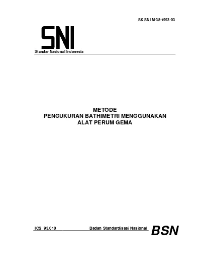 Sk Sni M Standar Nasional Indonesia Metode Pengukuran Bathimetri Hot