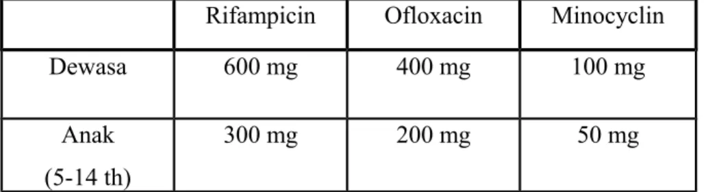 Tabel   2.4   Regimen   pengobatan   kusta   dengan   lesi   tunggal   (ROM)   menurut WHO/DEPKES RI