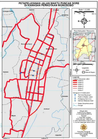 Gambar 3. Peta Pelayanan Jalan Kawasan Perkotaan  Wonosobo pada Siang Hari 