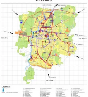 Gambar 1. Peta Lokasi Penelitian (Sumber: Bappeda Kota Madiun, 2012)