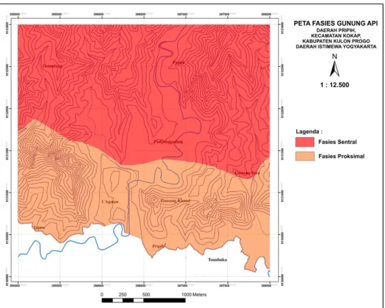 Gambar 8. Peta Fasies Gunung Api Purba Daerah Penelitian (Modifikasi Bogie &amp; Mackenzie, 1998) 