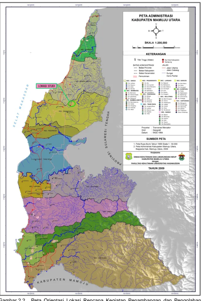 Gambar 2.2. Peta Orientasi Lokasi Rencana Kegiatan Penambangan dan Pengolahan Batuan Sirtu (Pasir dan Batu) seluas ± 10 Ha, di Desa Gunung Sari, Kec.