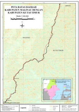 Gambar 3 Peta batas daerah antara  Kabupaten Berau dengan Kabupaten 