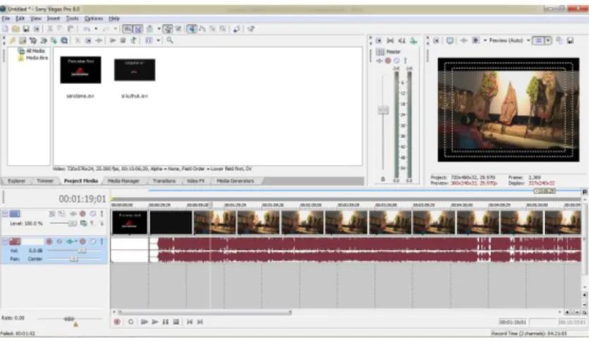 Gambar  2 adalah tampilan  proses editing video melalui Vegas Pro 8. 