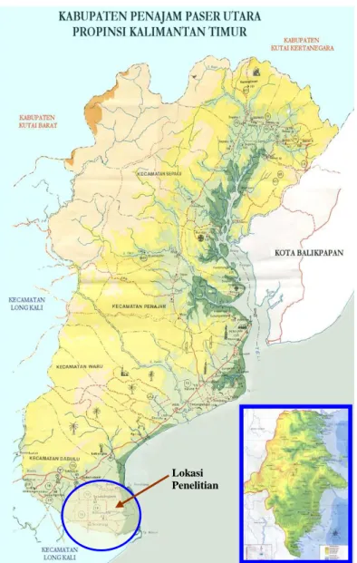 Gambar 3.1. Peta Lokasi Penelitian  Sumber : Pemerintah Kabupaten Penajam Paser Utara, 2015 