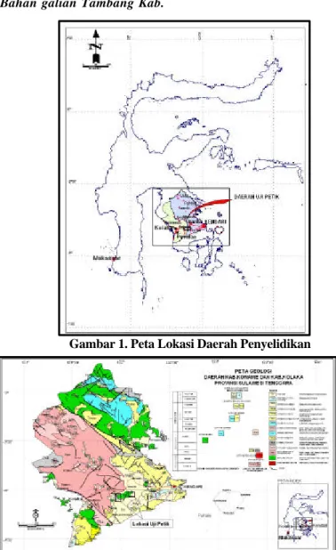 Gambar 2.  Peta Geologi Regional Daerah Kabupaten Konawe dan Kabupaten Kolaka, Provinsi  Sulawesi Tenggara