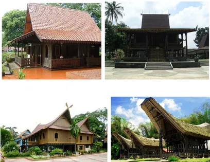 Gambar 01. Arsitektur Nusantara  Sumber : http//www.tamanmini.com 