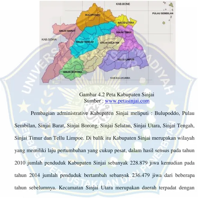 Gambar 4.2 Peta Kabupaten Sinjai  Sumber : www.petasinjai.com 