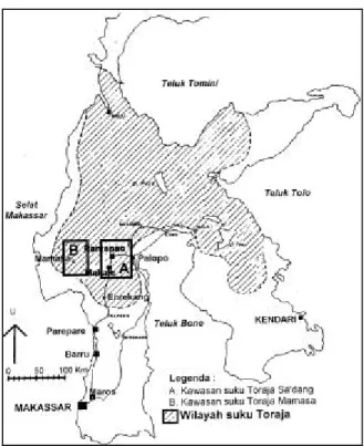 Gambar 1.  Peta Sulawesi Menujukkan Lokasi Tana Toraja.