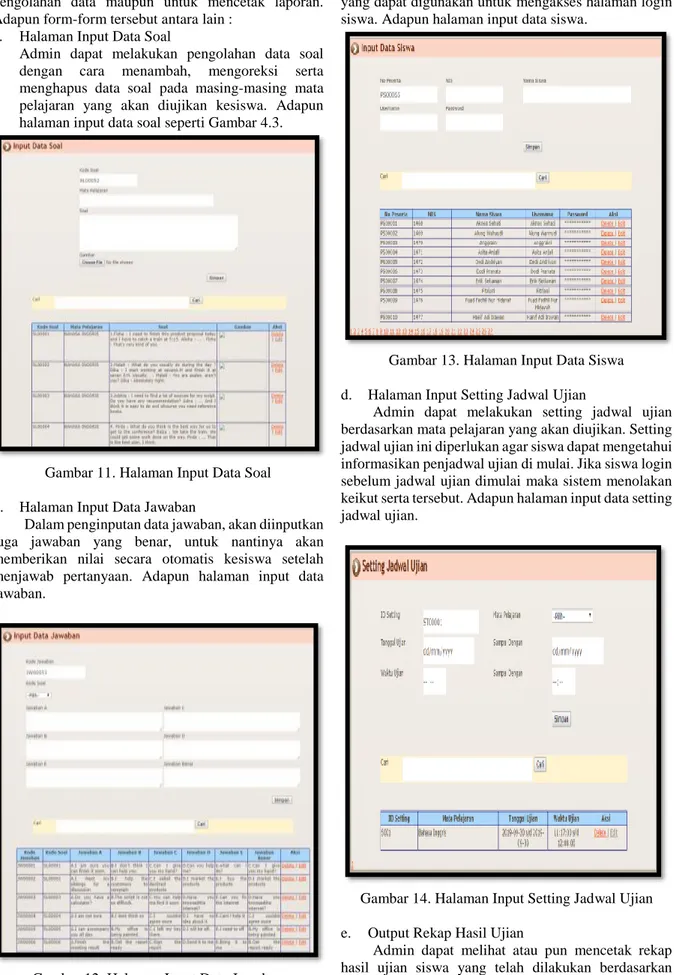 Gambar 11. Halaman Input Data Soal  b.  Halaman Input Data Jawaban 