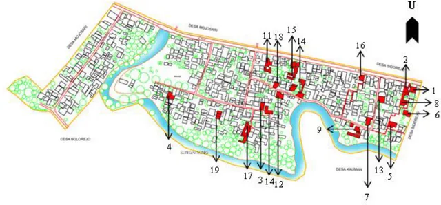 Gambar 1. Peta Persil Desa Kalangbret  3.2  Jenis dan Fungsi Ruang Produksi Batik 
