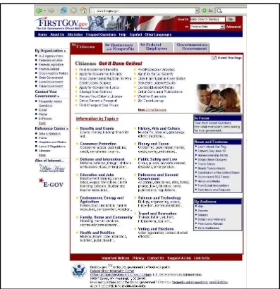 Gambar 11  Halaman depan portal e-government Amerika Serikat,                        www.firstgov.gov (akses bulan Juli 2005)