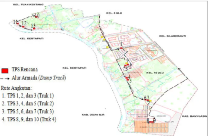 Gambar 10. Alur dan Rute Armada Pengangkut Sampah  (Dump Truck) Tahun 2014