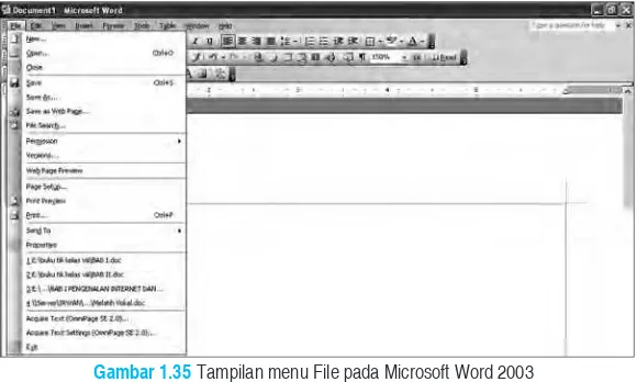 Gambar 1. Tampilan menu File pada Microsoft Word 2003