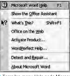 Gambar 1. Tampilan menu Help pada Microsoft Word 2003