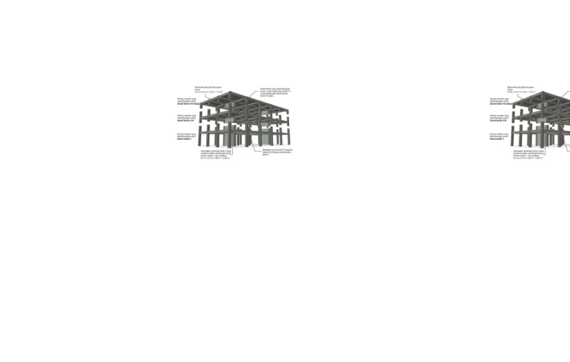 Gambar 3. Elemen struktur yang masuk ke dalam perhitungan berat lantai dasar, tipikal lantai, dan lantai atap.